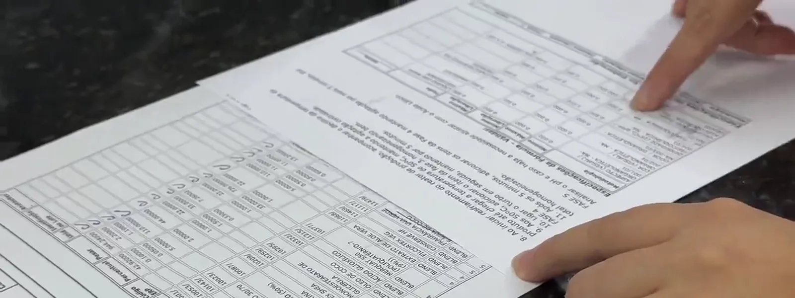 Ficha técnica de produto sobre a bancada